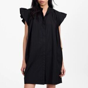 Madewell Flutter Sleeve Button-Front Mini Dress in Poplin
